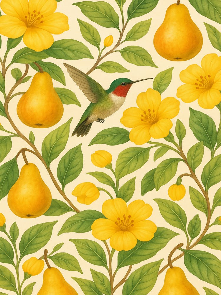 Kolibri und Birnen