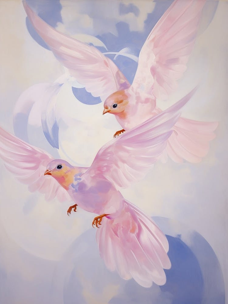 Pink Ethereal Bird Painting Bluebird 2