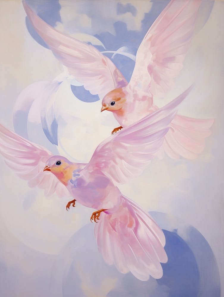 Pink Ethereal Bird Painting Bluebird 2