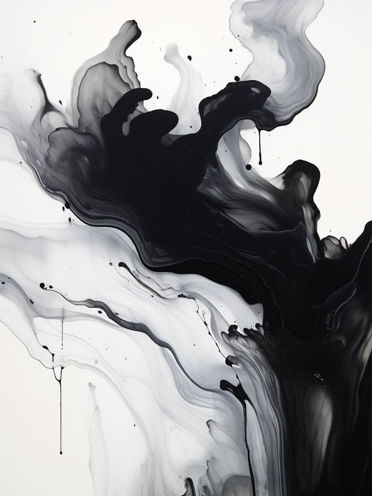 Fluidity Abstract Black And White 2