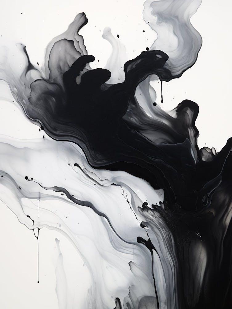 Fluidity Abstract Black And White 2
