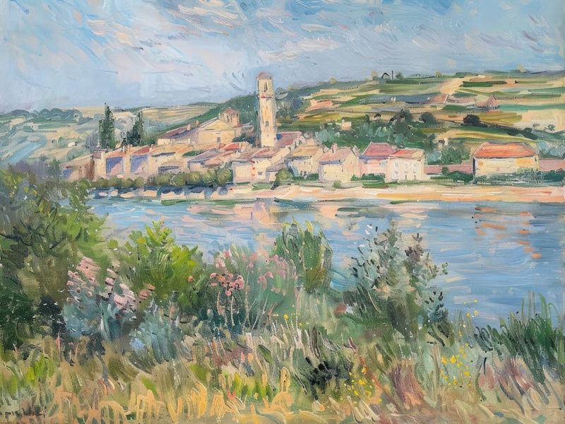 Rustic Lakeside Charm Painting Inspired By Paul Cezanne