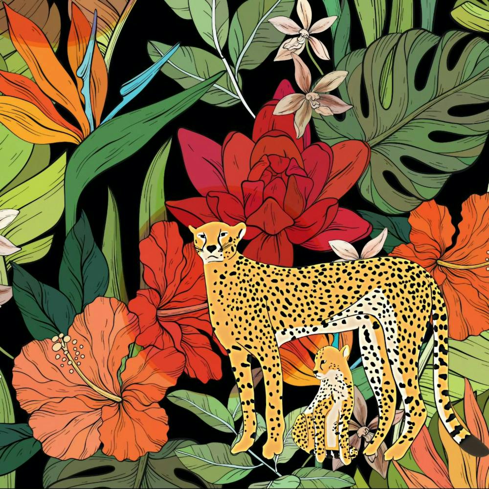 Cheetahs And Flowers