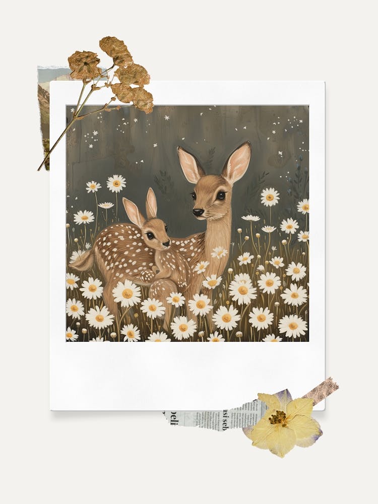 Scrapbook Deer And Rabbits Fairycore Painting 3