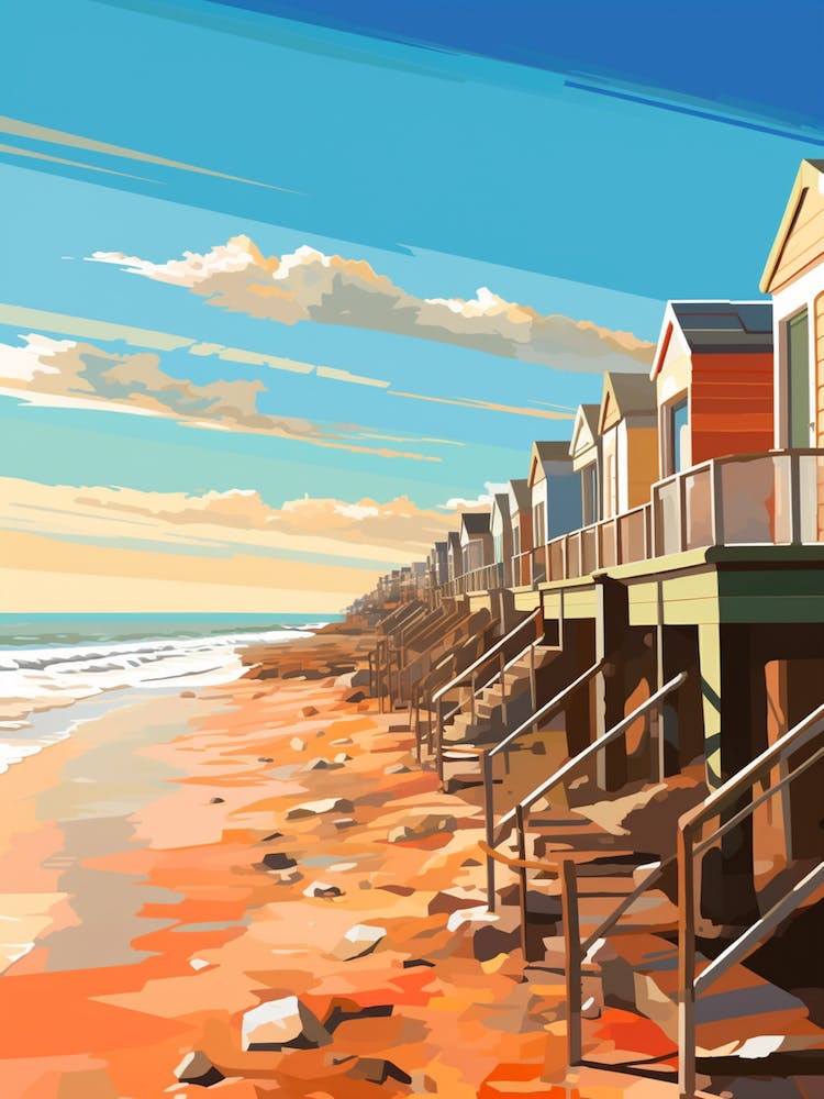 Abstract Illustration Of Southwold Beach Suffolk Orange Hues 2