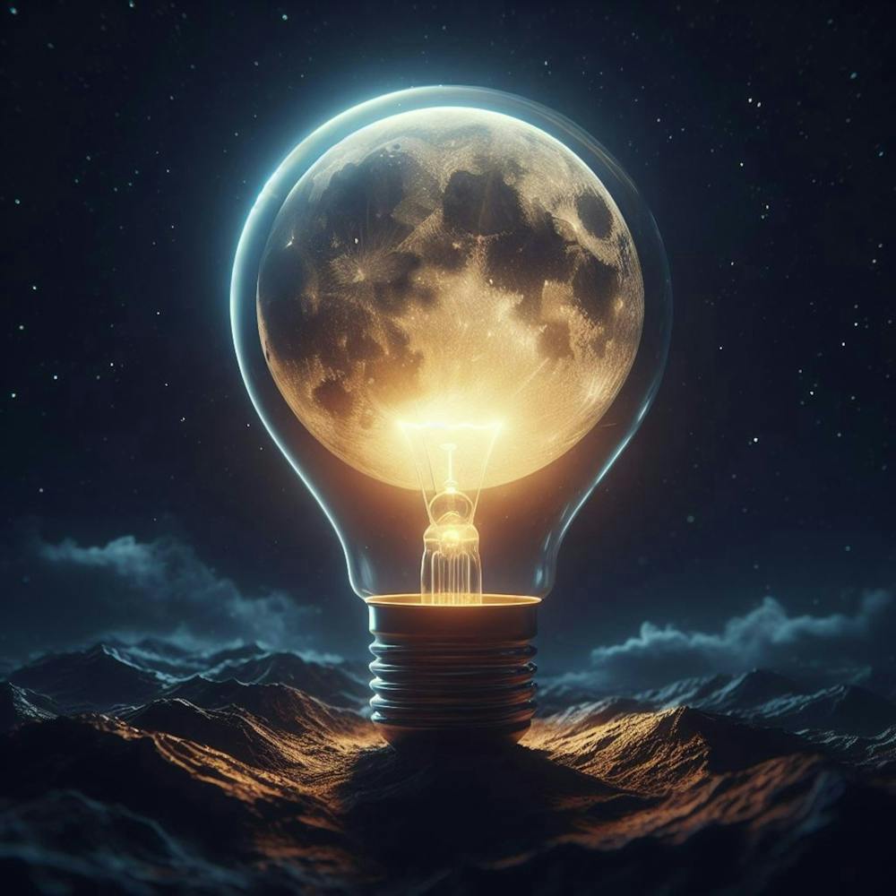 Moon Within A Light Bulb Surreal