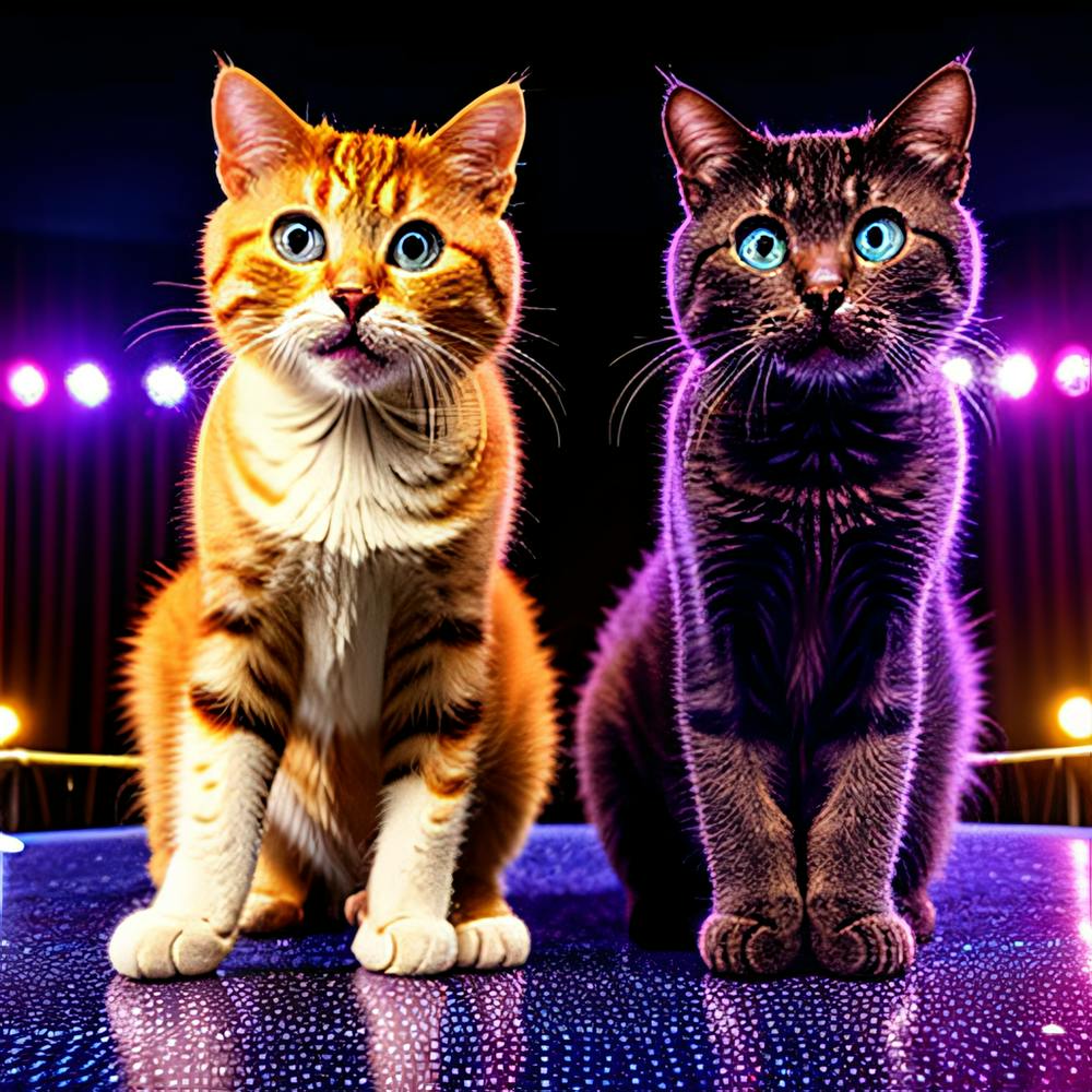Two Cats On Stage