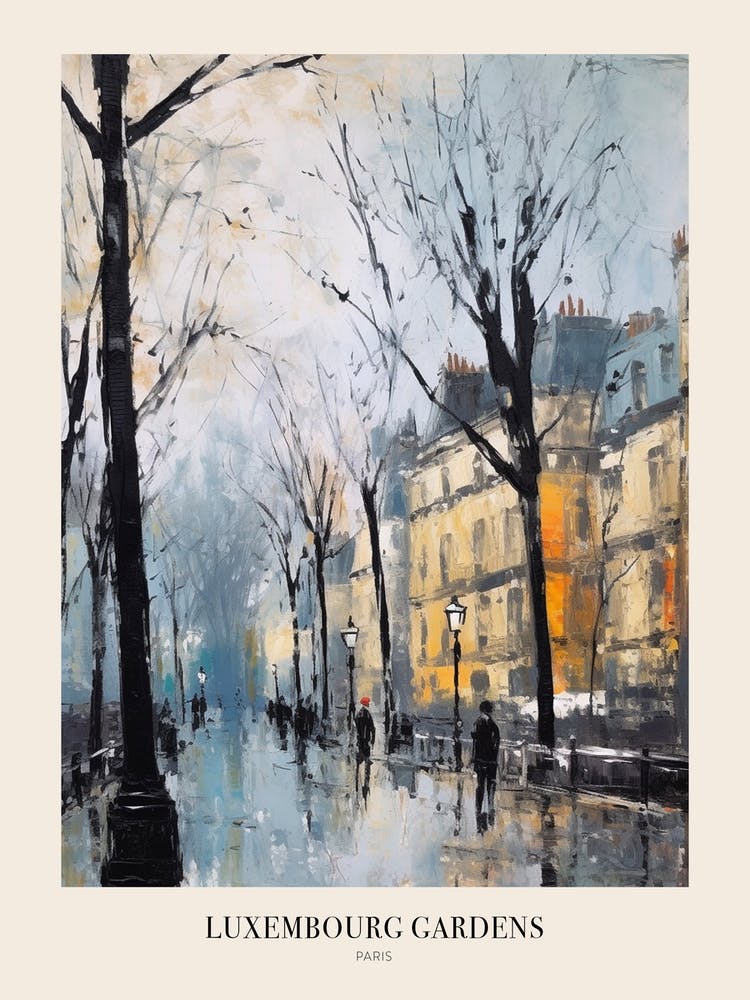 Winter Stadtpark Poster Luxemburger Gärten Paris 1