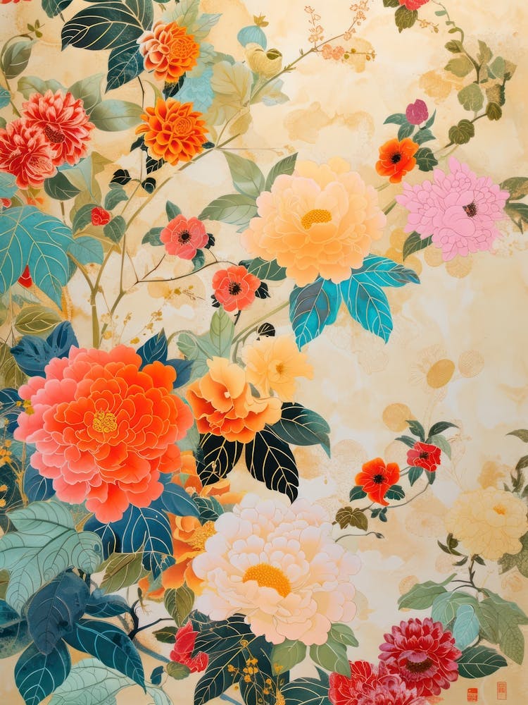 Großes Japan Hokusai Japanisches Blumenmotiv 7