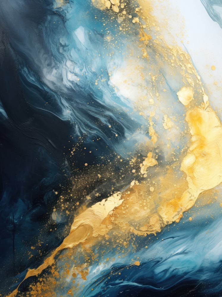 Blue Gold Abstract Painting