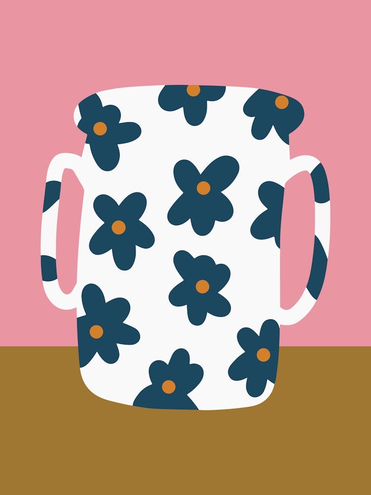 Mug With Flowers On Pink