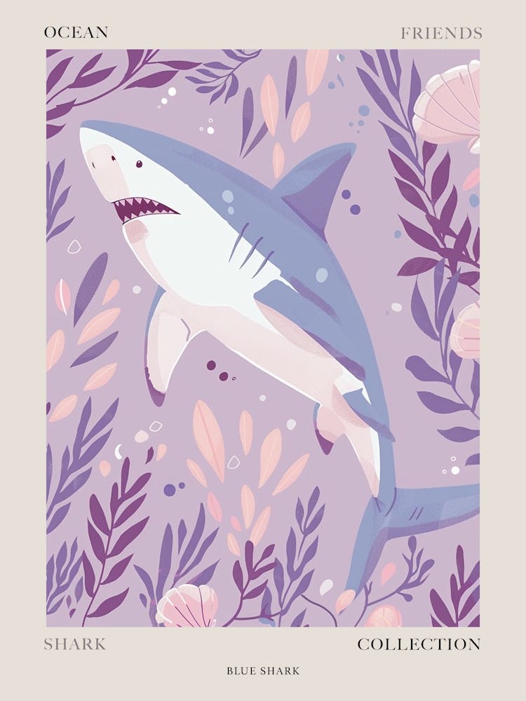 Purple Blue Shark Illustration 2 Poster