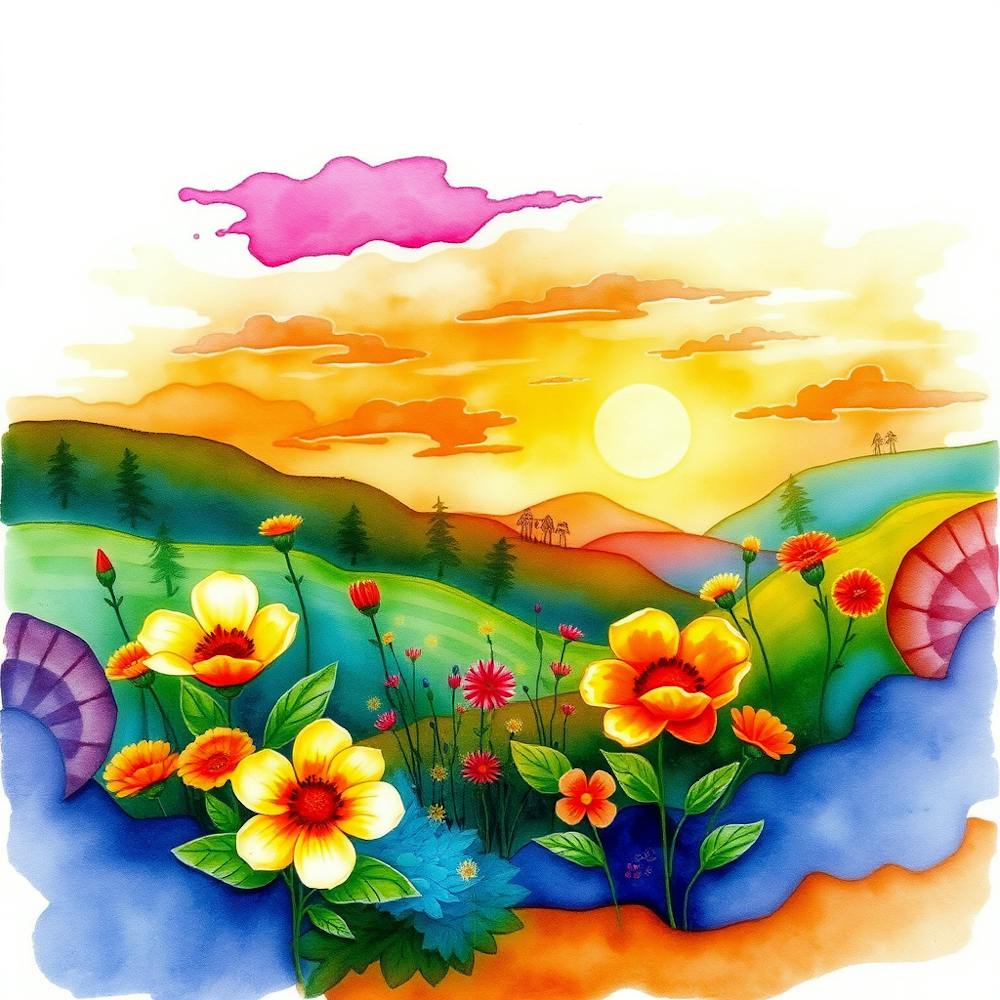 Watercolor Of Flowers
