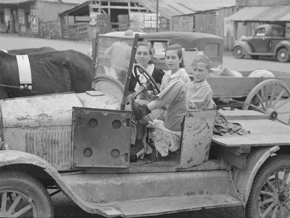 Farmer S Children Sitting In Farm Truck, Saturday Afternoon, San Augustine, Texas By Russell Lee
