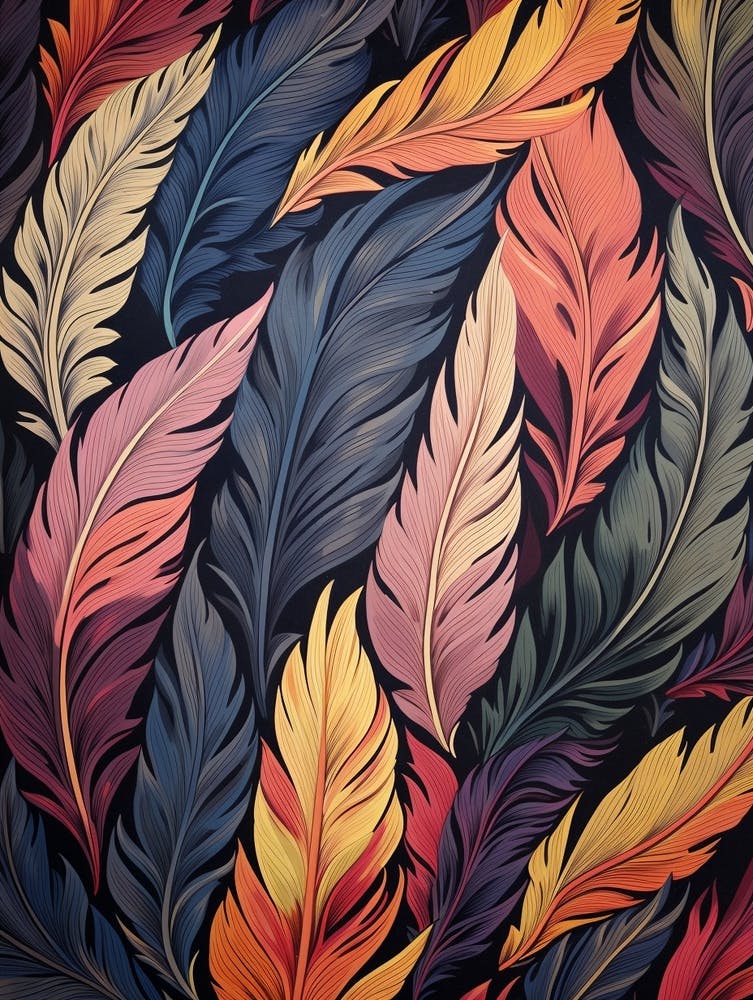 Bird Pattern Linocut Style 1