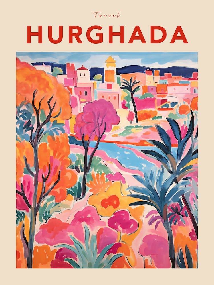 Hurghada Egypt Fauvist Travel Poster