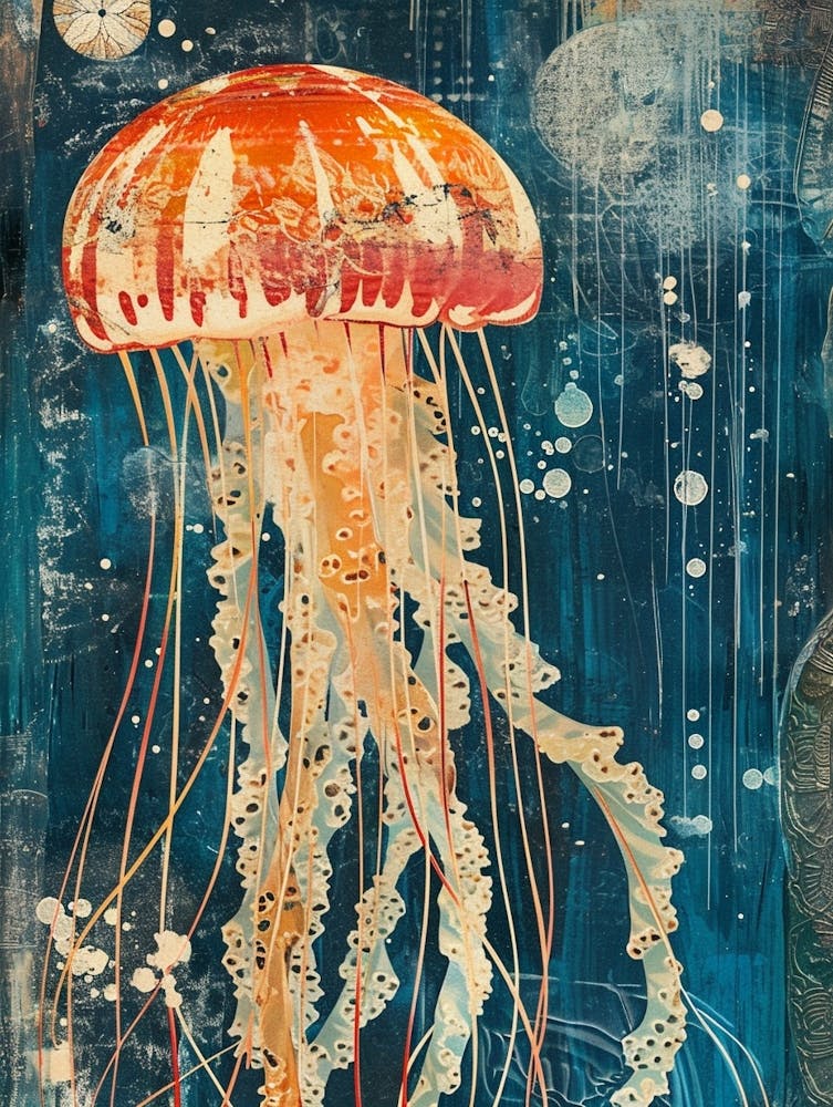 Jellyfish Retro Collage 1