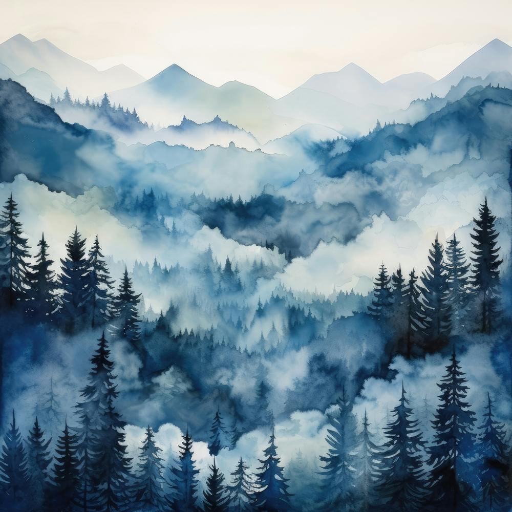 Watercolor Of Mountains 2
