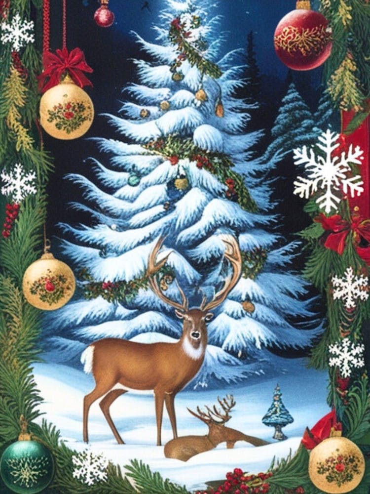 William Morris Christmas Tree With Deer 3