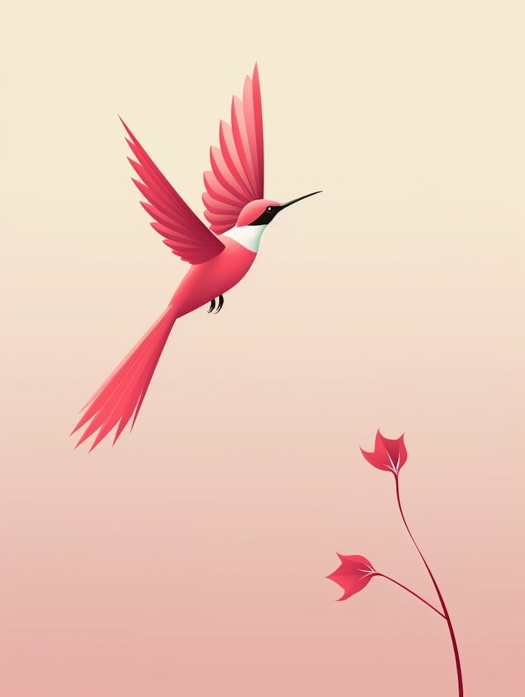 Minimalist Hummingbird 4 Illustration