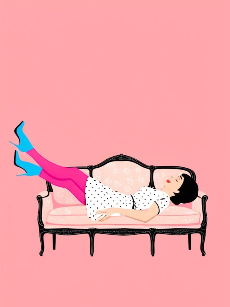 Woman Laying On A Couch