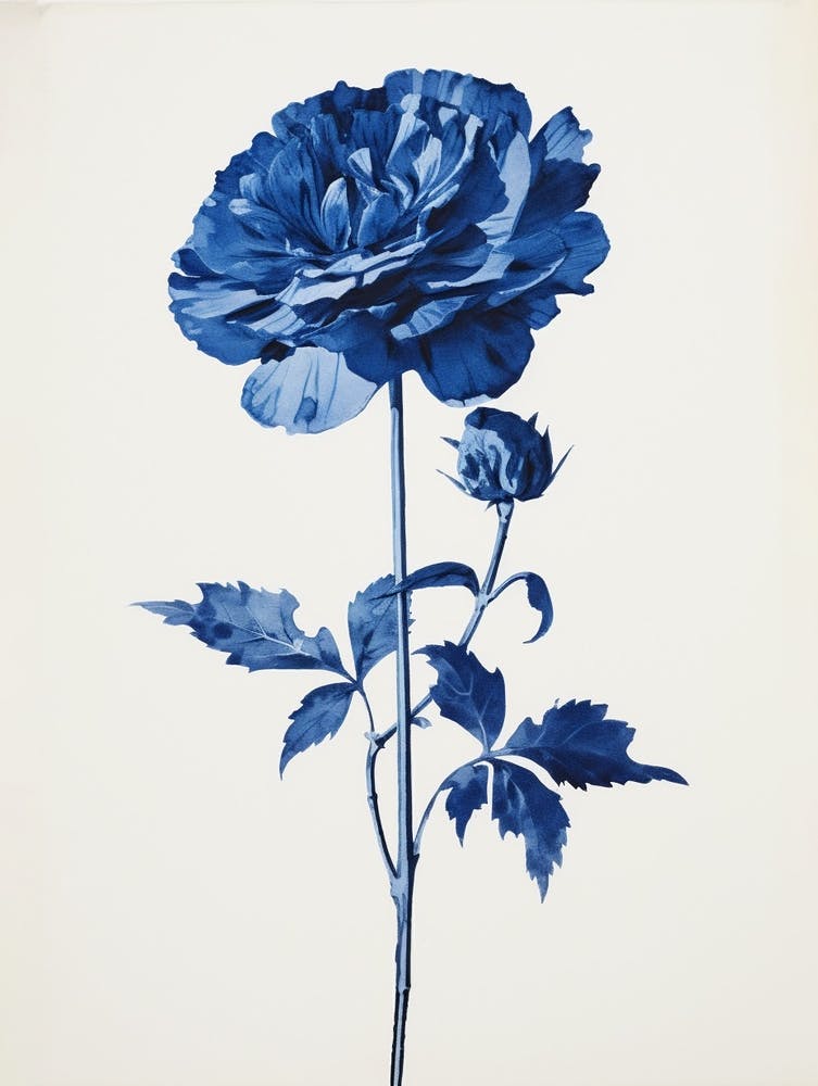 Blue Botanical Peony 1