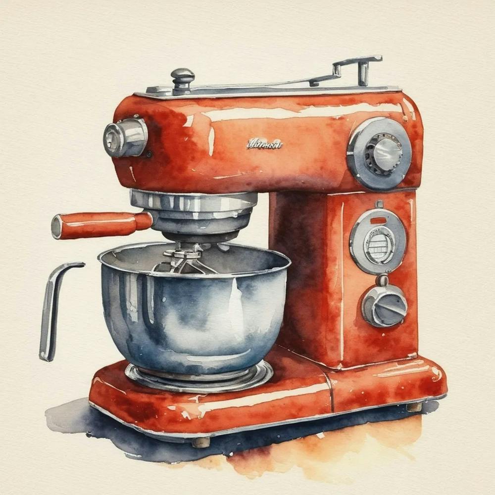 Red Mixer Watercolor Painting