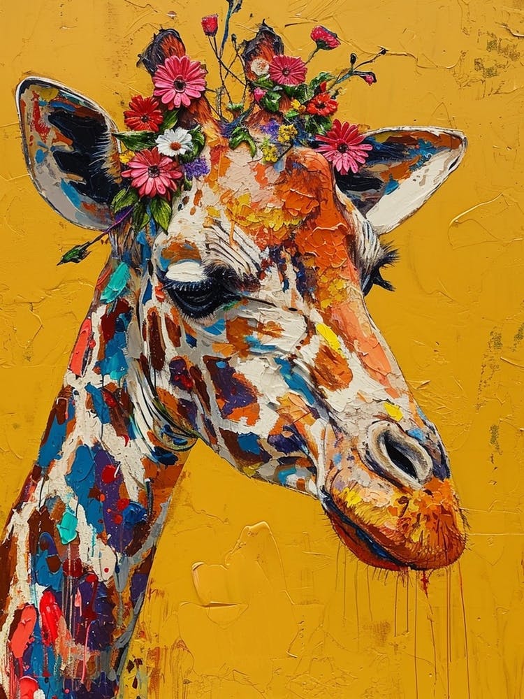 Floral Textured Giraffe 1