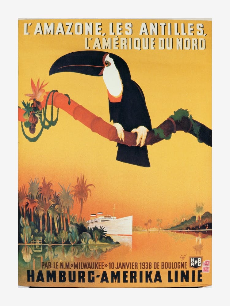 Poster Advertising The Hamburg Amerika Linie