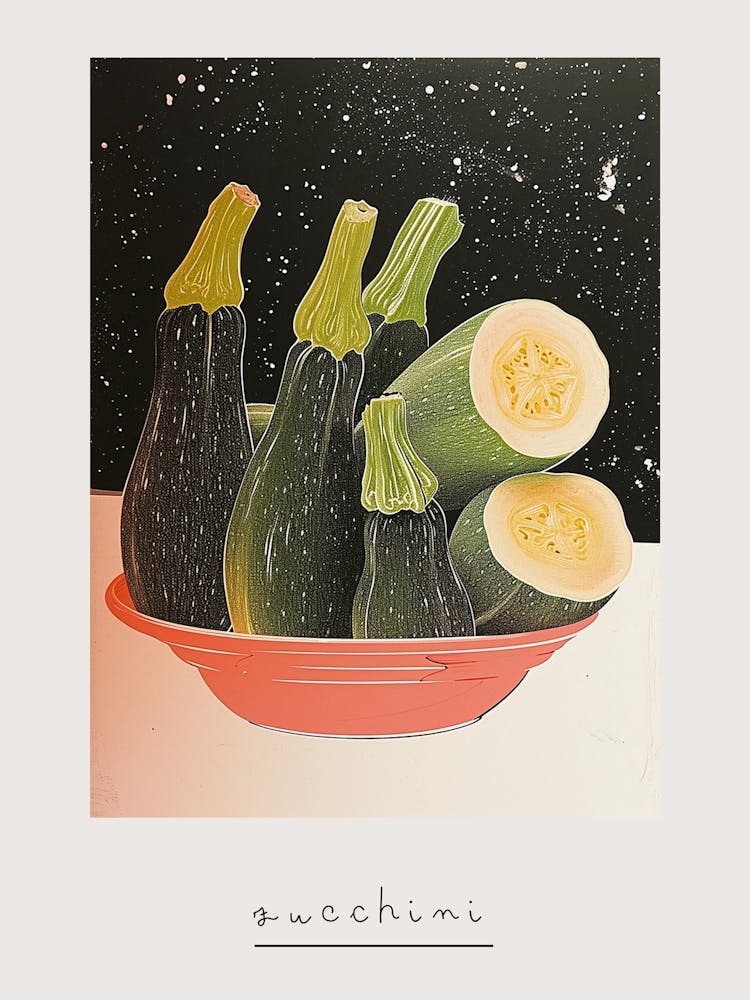 Art Deco Zucchini In A Bowl Poster