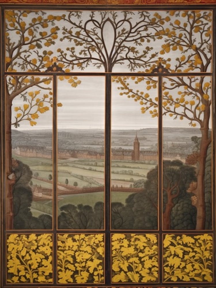 Window View Of Copenhagen Denmark In The Style Of William Morris 3