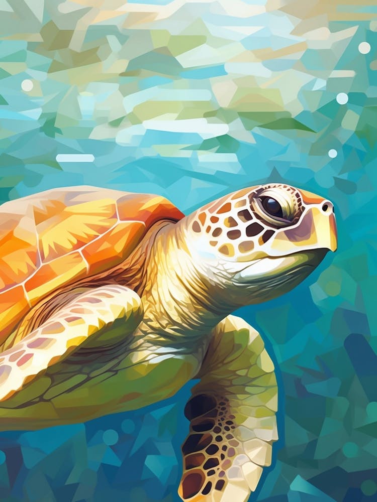 Geometric Brushstroke Sea Turtle