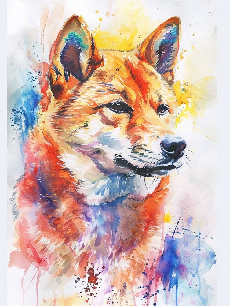 Shiba Inu Watercolor Painting 3