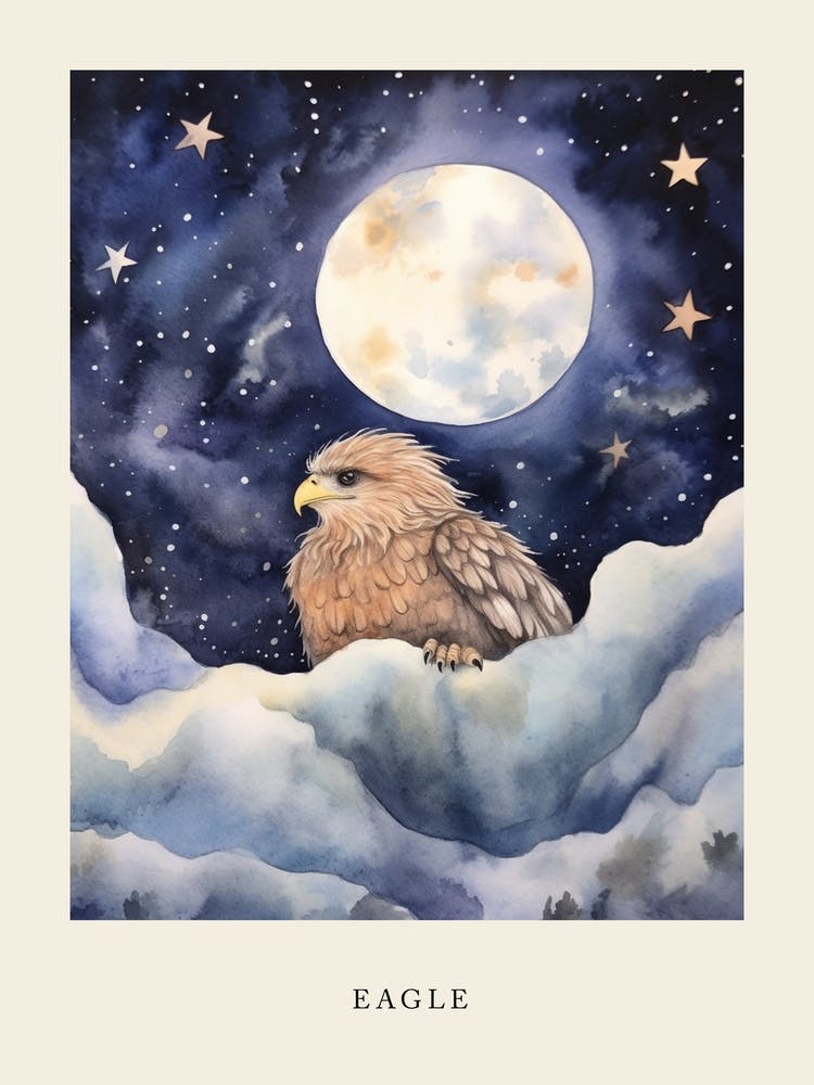 Baby Eagle Sleeping In The Clouds Nursery Poster
