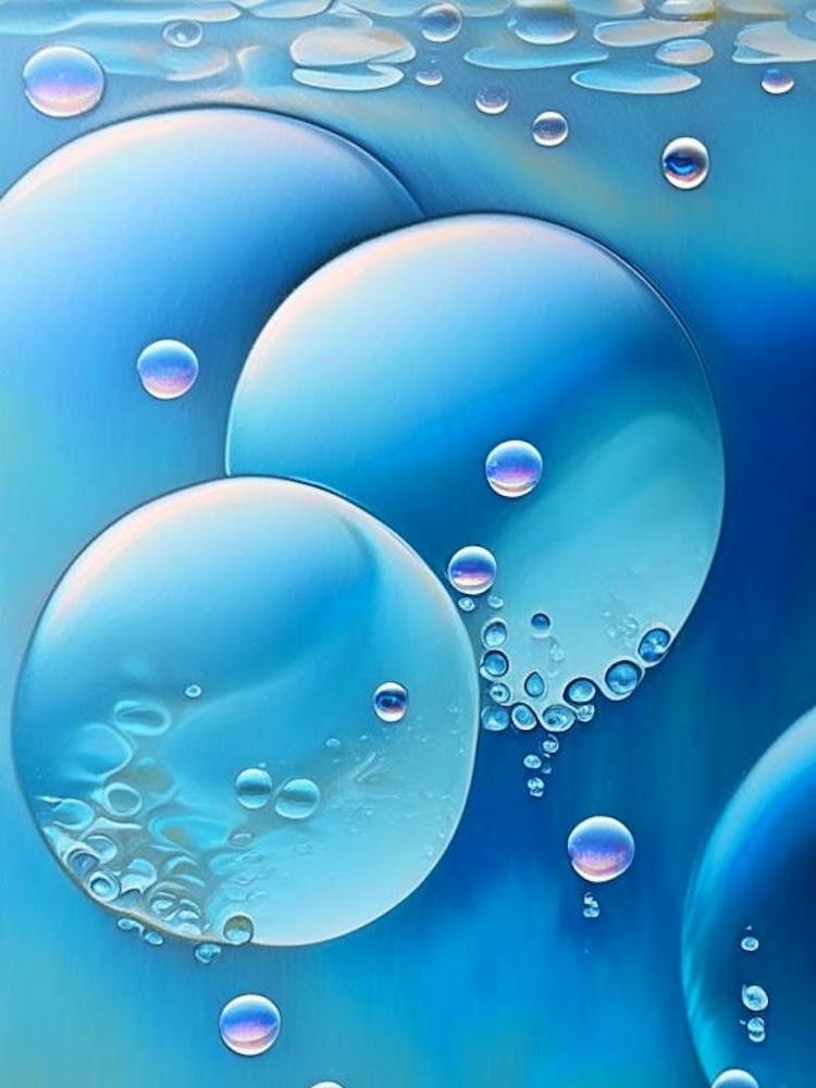 Bubbles In Water Water Waterscape Marble Acrylic Painting 1