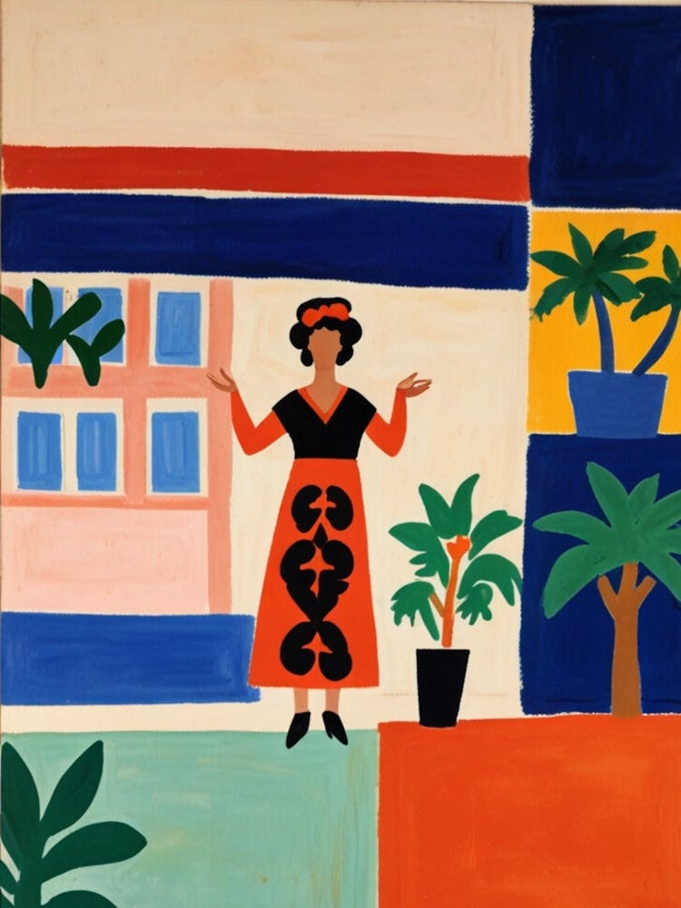African Woman In Front Of House
