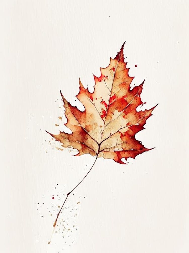 Maple Leaf Minimalist Watercolour 5
