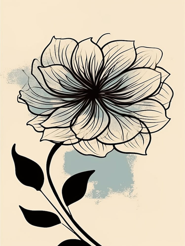 Dahlia Line Art Flowers Illustration Neutral 14
