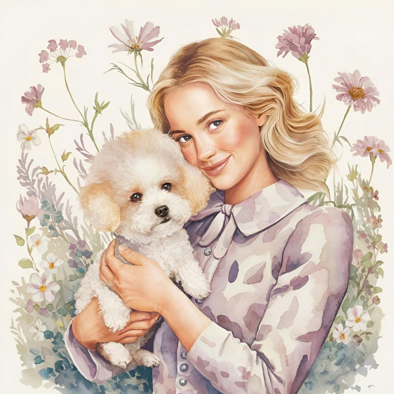 A Pretty Woman Holding A Cute Dog