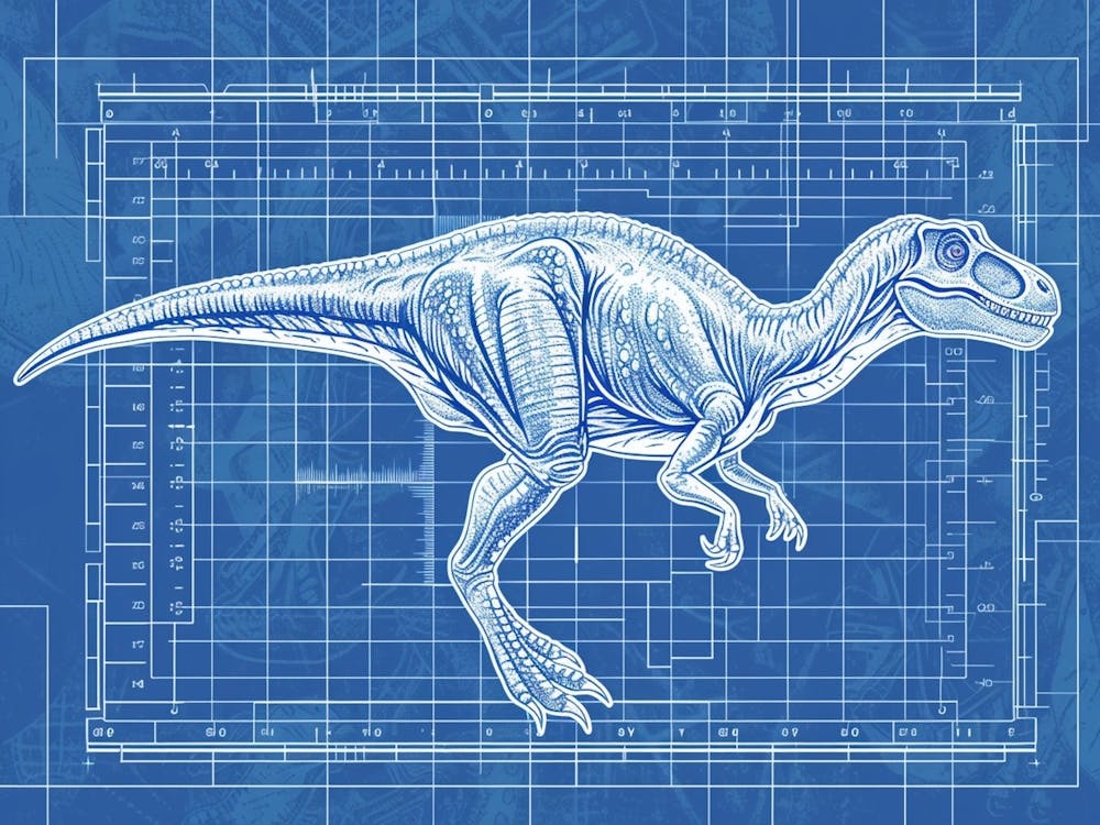 Detailed Abstract Allosaurus Dinosaur Blueprint