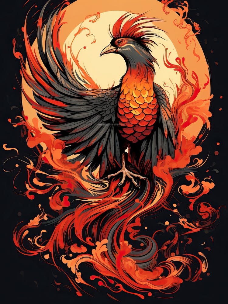Phoenix Animal Drawing In The Style Of Ukiyo E 3