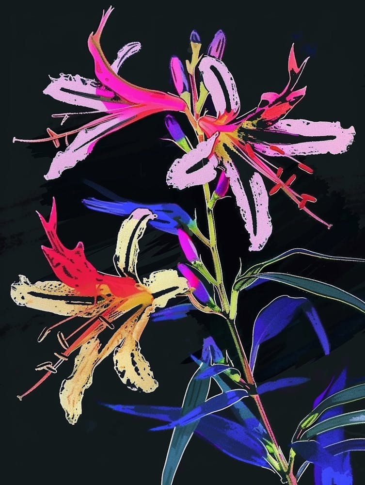 Neon Flowers On Black Lobelia 3