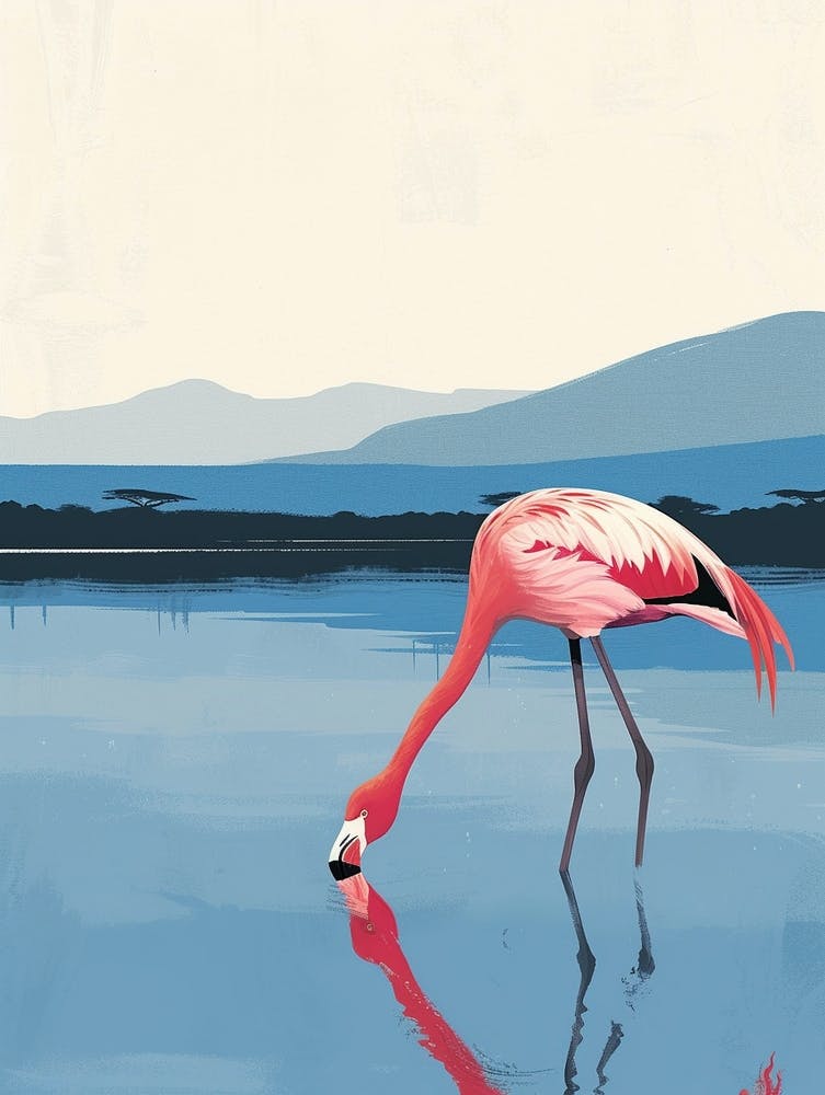 Greater Flamingo Lake Manyara Tanzania Tropical Illustration 4