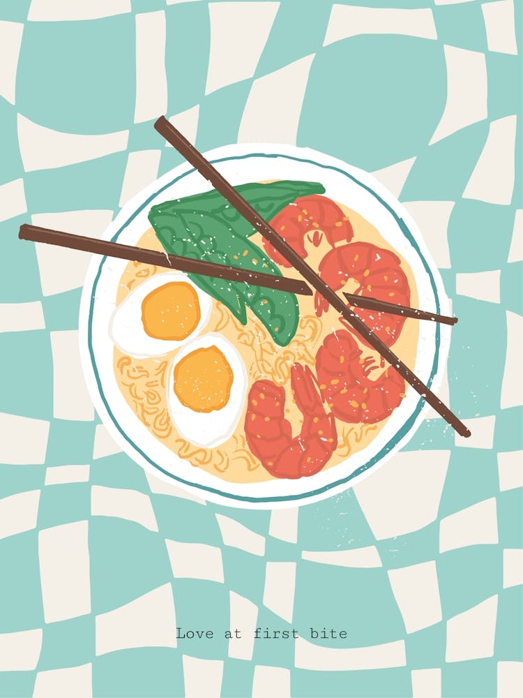 Checkerboard Ramen Illustration