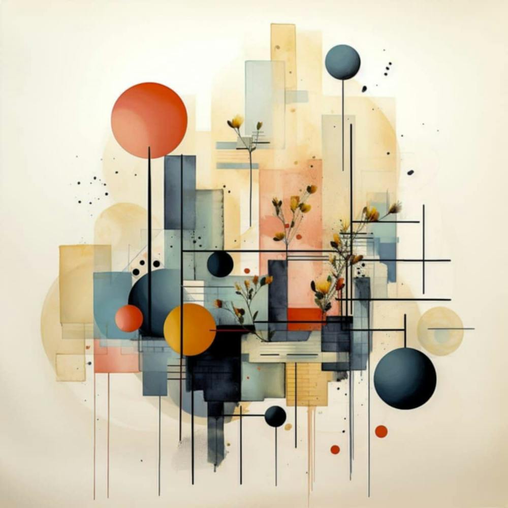 Geometric Harmony with Floral Accents – Abstract Wall