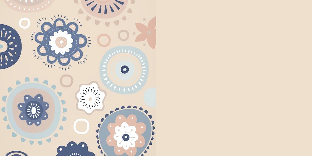 Doodle Flowers Cream Grey