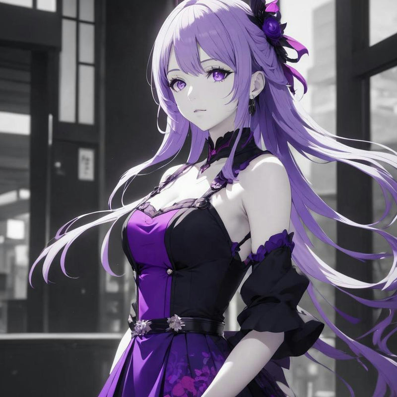 Anime Girl With Purple Hair