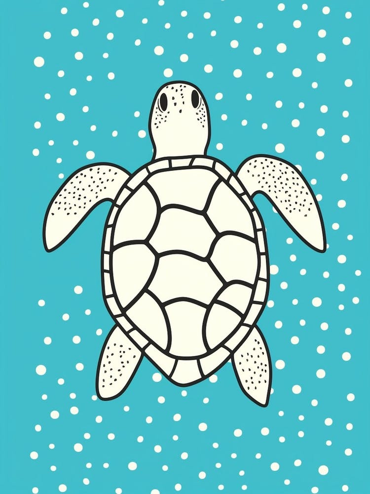 Block Colour Linework Turtle Illustration 2