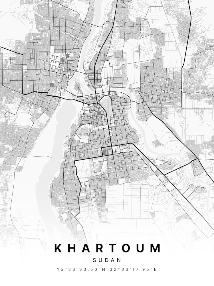 Khartoum Sudan White Map