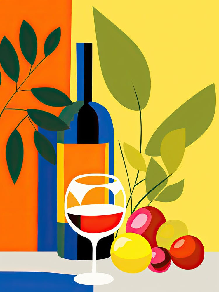 Wine And Fruit, Inspired by Matisse